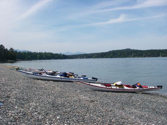 Kayaking Vancouver Island Gulf Islands landing at a cobblestone beach