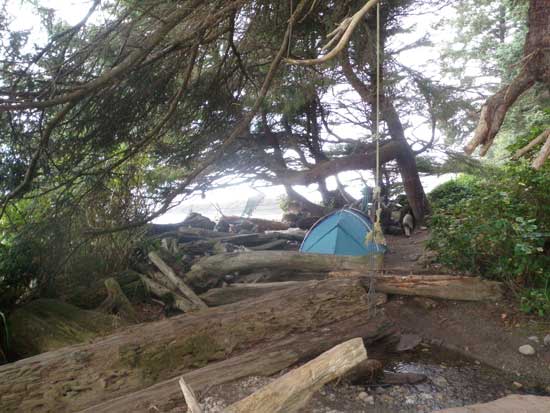 Juan de Fuca Trail camping at 
													  Bear Beach