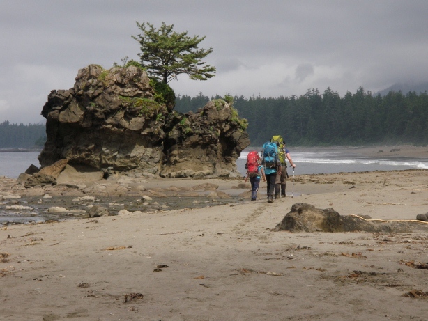 Sea stack heading towards Cribs Creek Vancouver Island Hiking